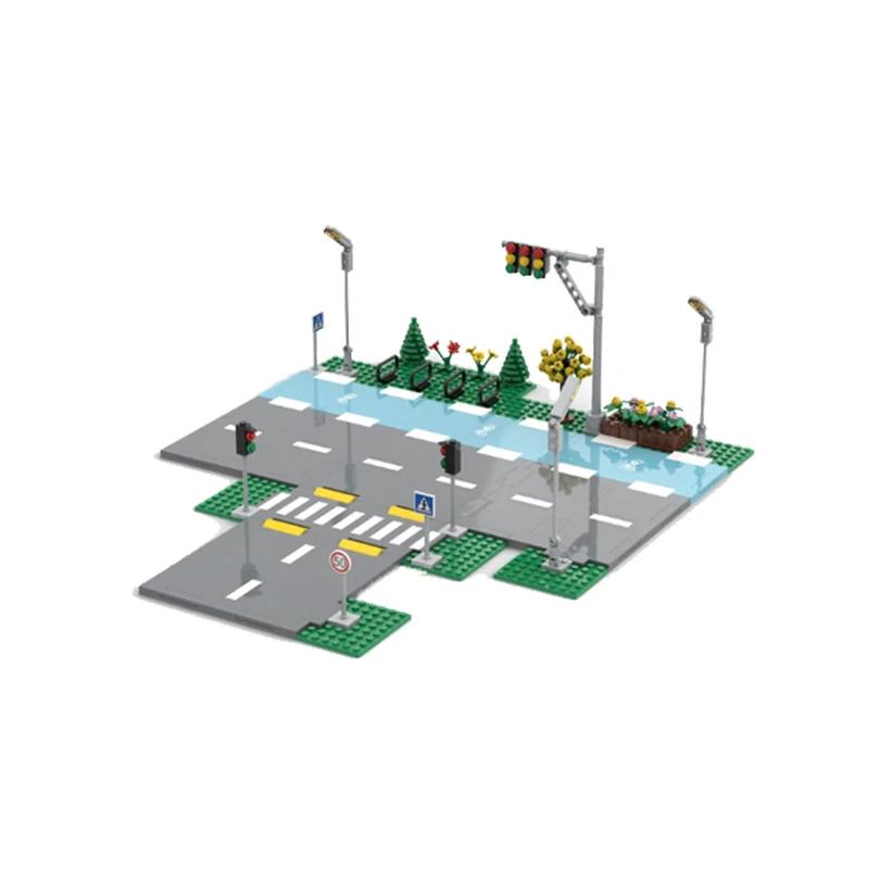 Пешеходный мост MOC Игрушки Строительные кубики Городская сцена движения Уличный вид Детали Блоки Дорога Автомагистраль Работает с City bricksi