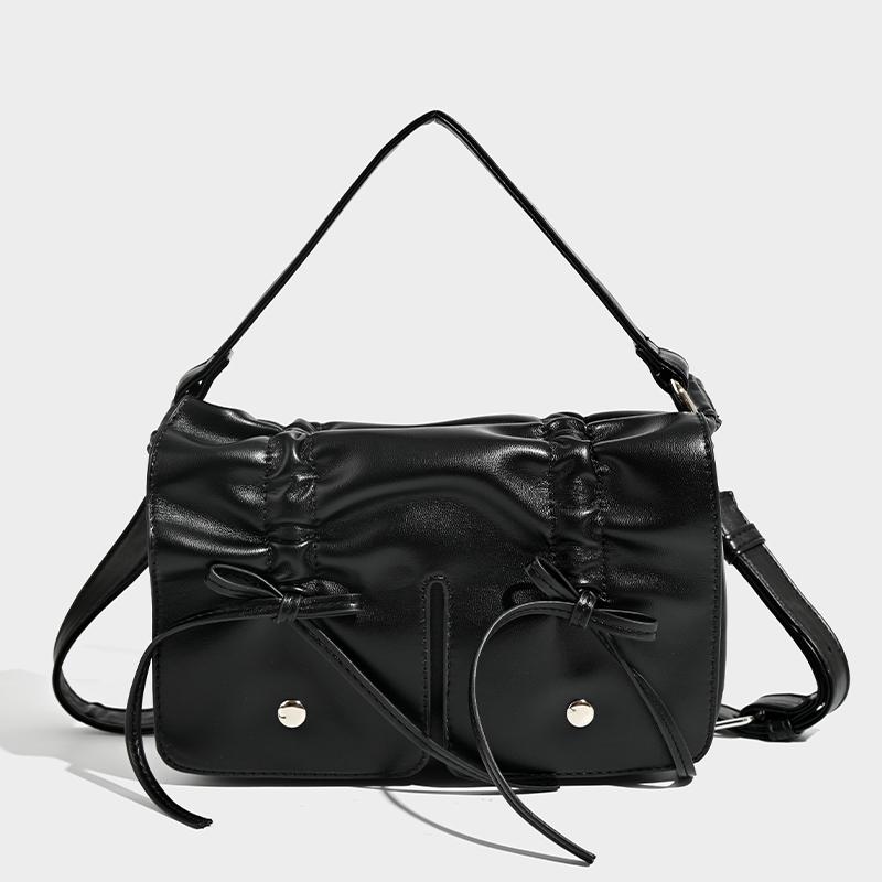 Сумки для женщин, роскошные дизайнерские сумки и кошельки, новые из искусственной кожи с заклепками и бантом, плиссированная сумка через плечо с застежкой под мышкой