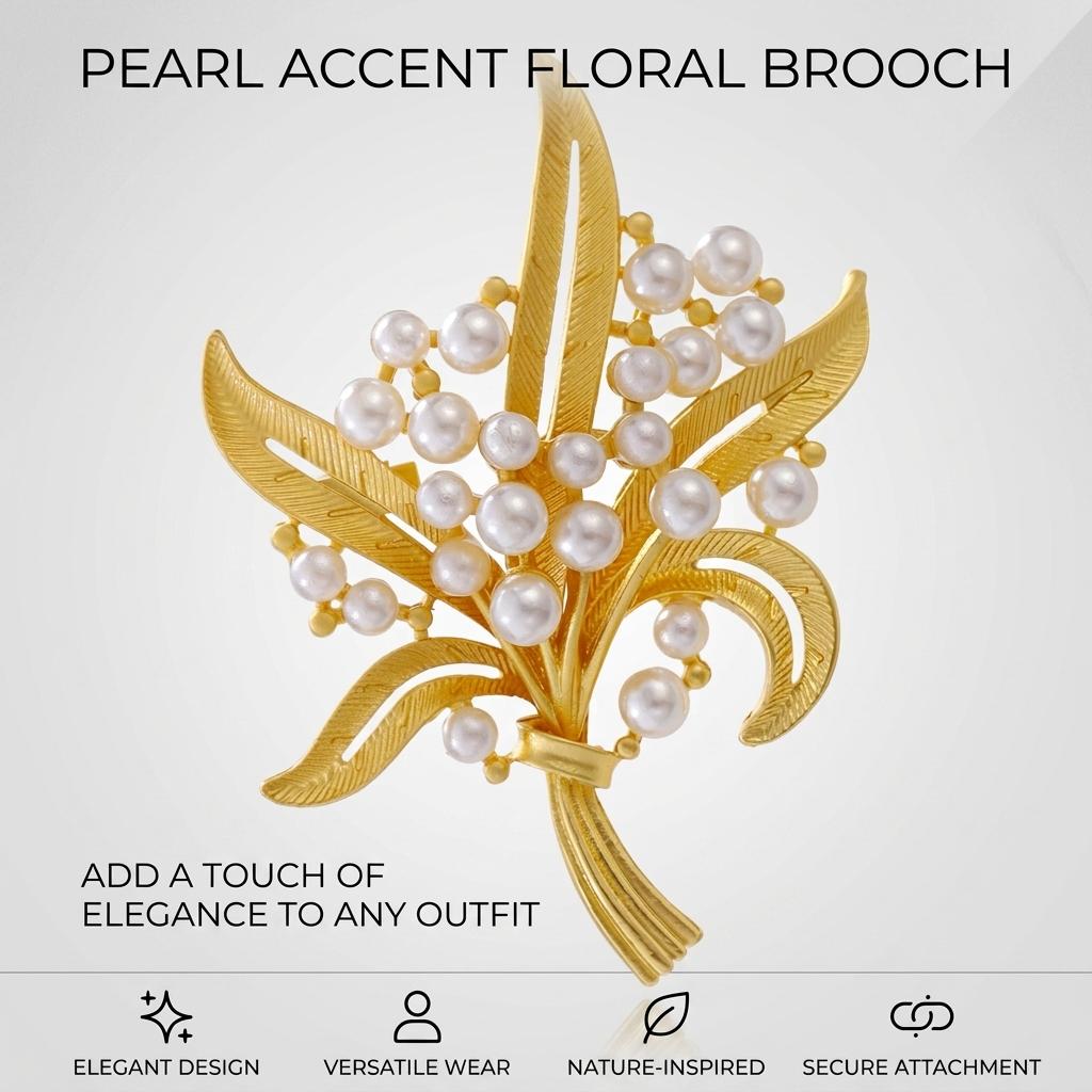 Zinc Alloy Pearl Bouquet Brooch for Clothes Scarf Bag