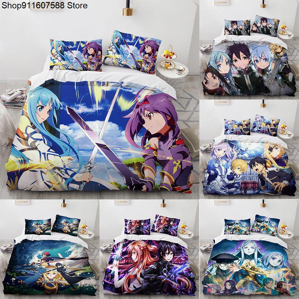 Постельное белье Sword Art Online Аниме Пододеяльники Кинг Квин Двуспальный Односпальный Размер Взрослые Дети Постельное белье Односпальный Двуспальный Размер Декор Дом
