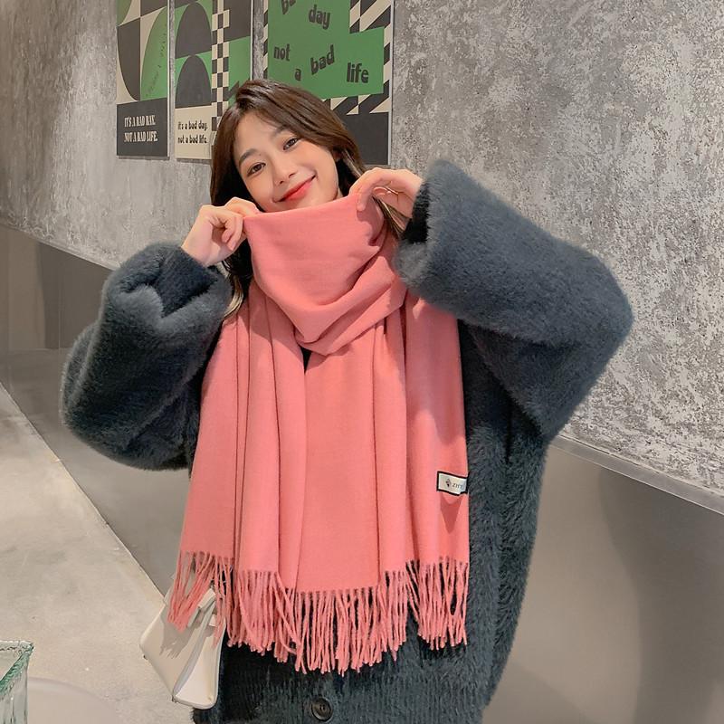 Women'S Thick Warm Solid Color Scarf Autumn And Winter New Style Cashmere Scarf Versatile Wool Scarf