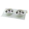 Pet Food Bowl Pet Dog Bowl Cat Bowl Stainless Steel Z Double Bowl Pink Blue Green