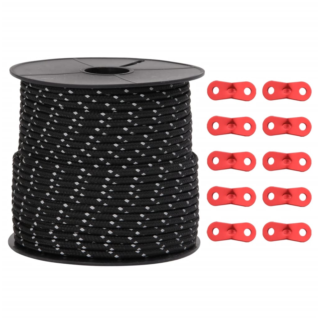 Reflective Tent Guy Lines with Rope Tensioners 50 m 4 mm