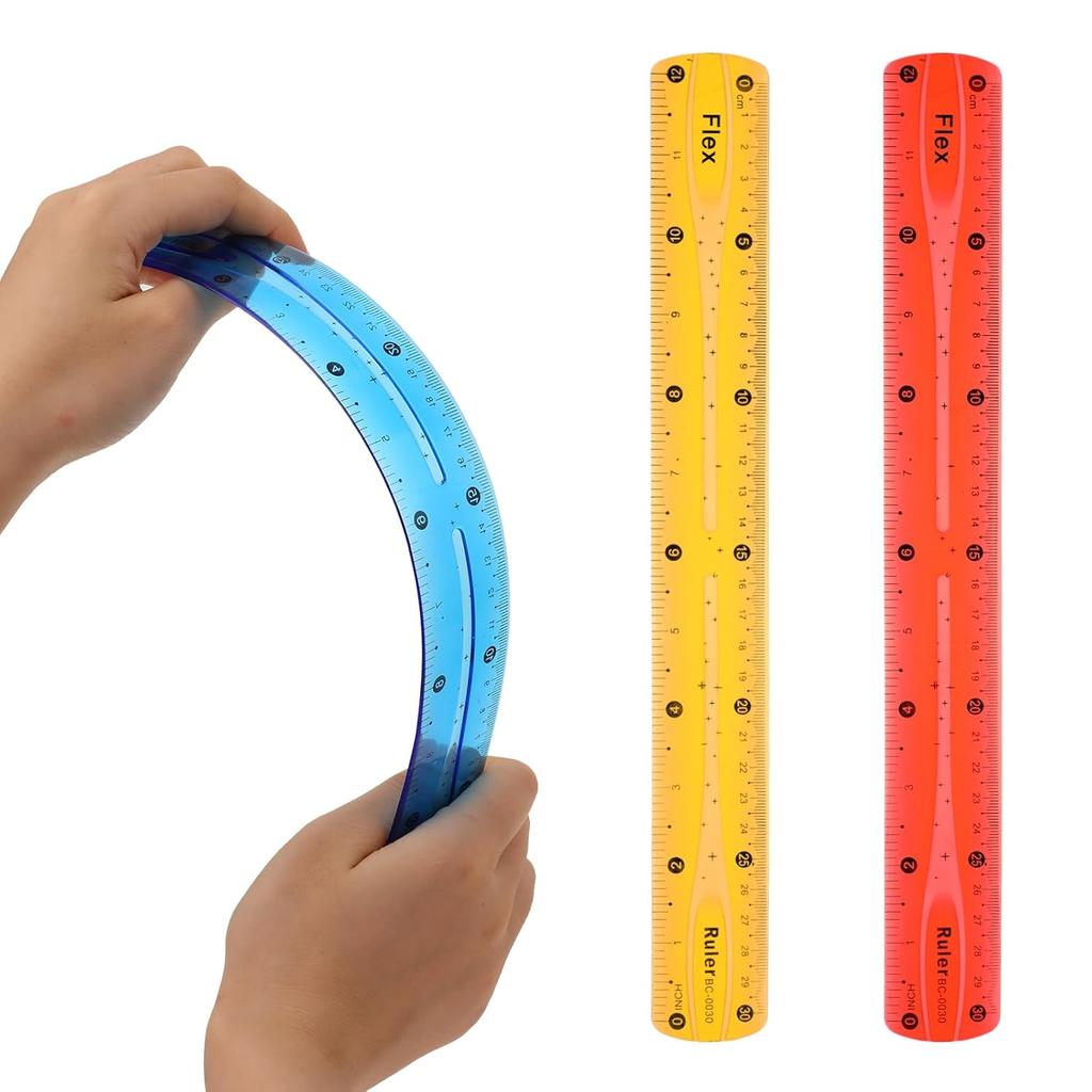 3Pcs Flexible Ruler, 12 Inch Translucent Plastic Rulers Shatterproof Bendy Rulers with Inches and Centimeters Soft Bendable Rulers for Kids Adults