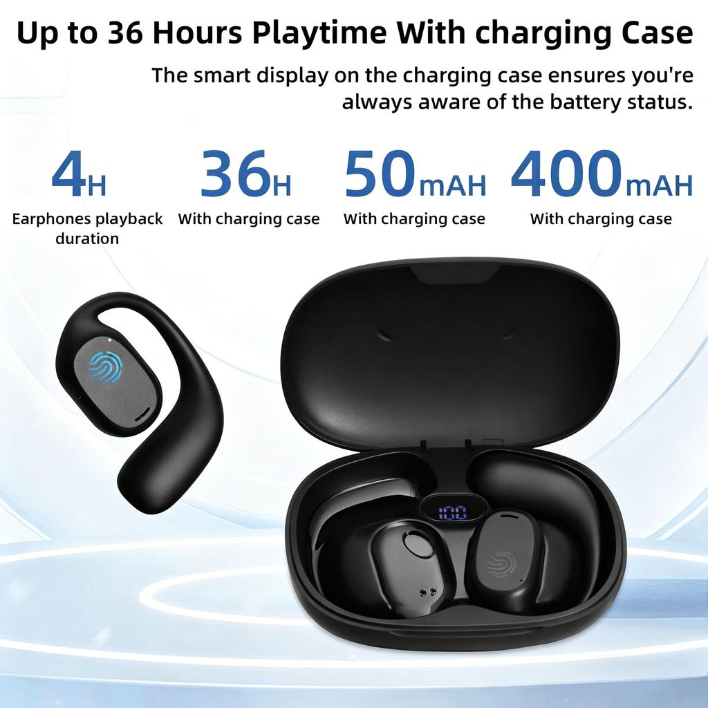 Xiaomi Waterproof Open-Ear Bone Conduction Headphones Wireless Sports Earbuds with Long Battery HiFi Stereo Built-in Mic