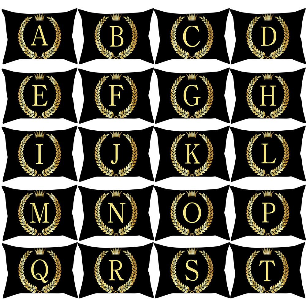 Наволочка черно-золотая наволочка с буквами, чехол для диванной подушки, домашний декор