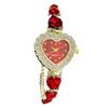 Love Pattern Decorative Bracelet Quartz Watch with Diamond Dial Pull-out Strap Women's Fashion Watch