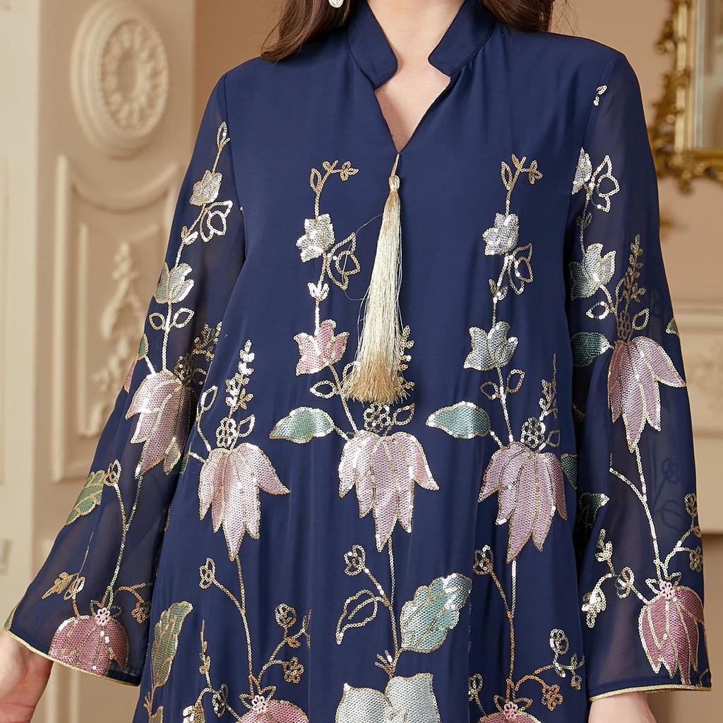Middle East Sequin Embroidered Women's Tassel Robe - Dubai Fashion