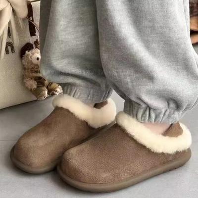 Мягкая подошва и бархатные два способа ношения зимние женские новые полусапожки Boken, термохлопковые повседневные туфли на одном педале