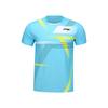 Li Ning Badminton Series Striped Quick-Dry Straight-Cut Short Sleeve T-Shirt Men Tops Sky-Blue AAYU137-3