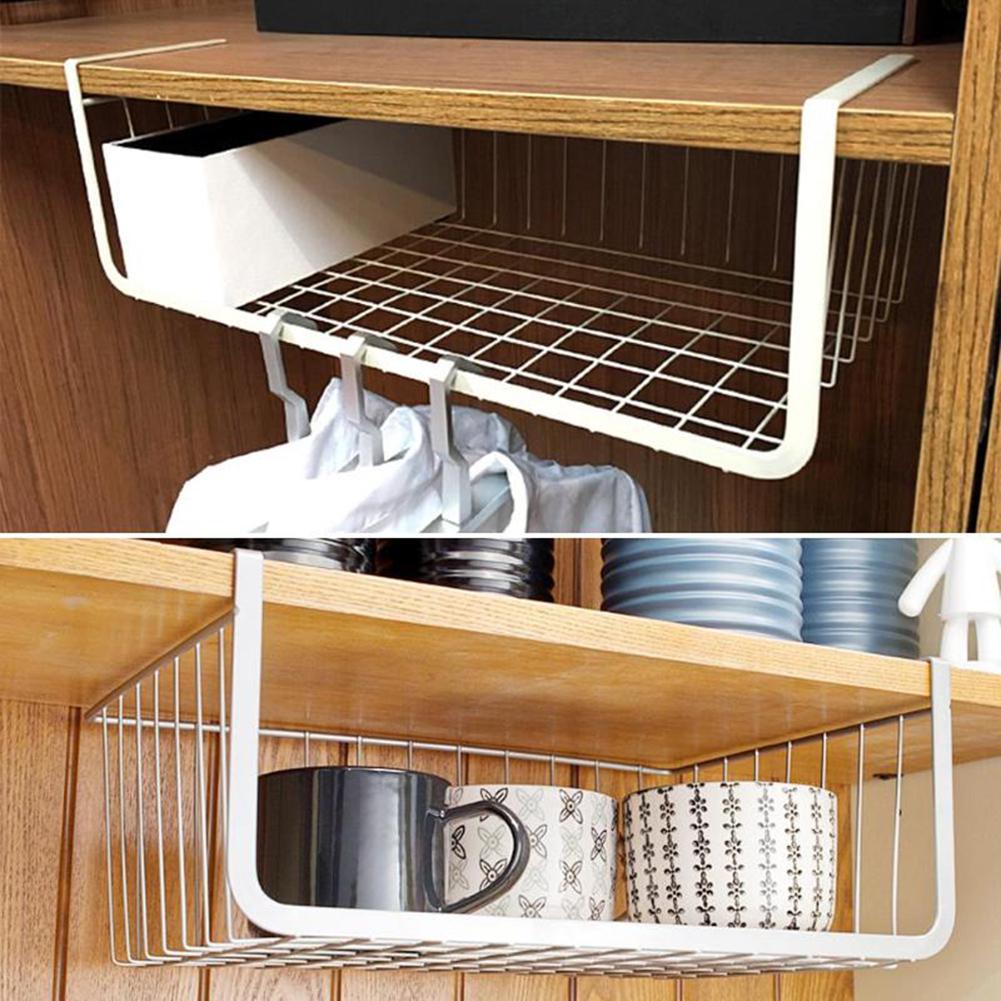 Yousheng Hanging Under Shelf Storage Basket Metal Cupboard Cabinet Organizer Rack Holder MIT