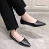 Fashion Women Leather Shoes Plus Large Size 42 Solid Color Basic Style Woman Black Working Shoes Fashion Low Heels Pointed Toe Pumps