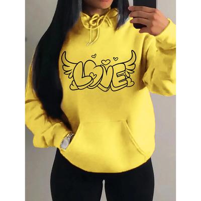 Креативный принт «У любви есть крылья ангела» для женщин, толстовка в стиле хип-хоп, креативный пуловер, теплая флисовая уличная одежда, спортивный стиль, новый