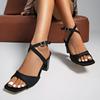 Fashion Shoes Female 2025 Ankle Buckle Strap Women's Sandals Fashion Dress Sandals Women Square Toe Plus Size Chunky Heels Shoes Women