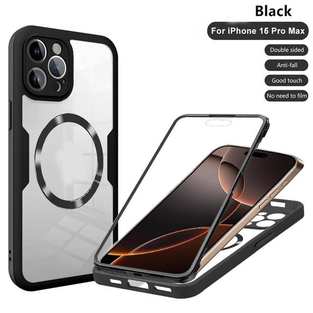 Для iPhone 16 15 14 11 12 13 Pro Max 360° Полностью защищенные двусторонние магнитные чехлы для беспроводной зарядки Magsafe Защитная крышка