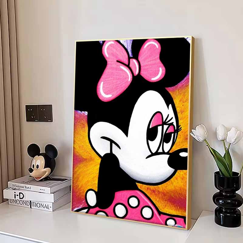 Disney Cartoon Diamond Painting Pop Art Minnie Mouse Art Illustration, 5D DIY Art Cross Stitch Kit Mosaic Embroidery Home Decor Gift