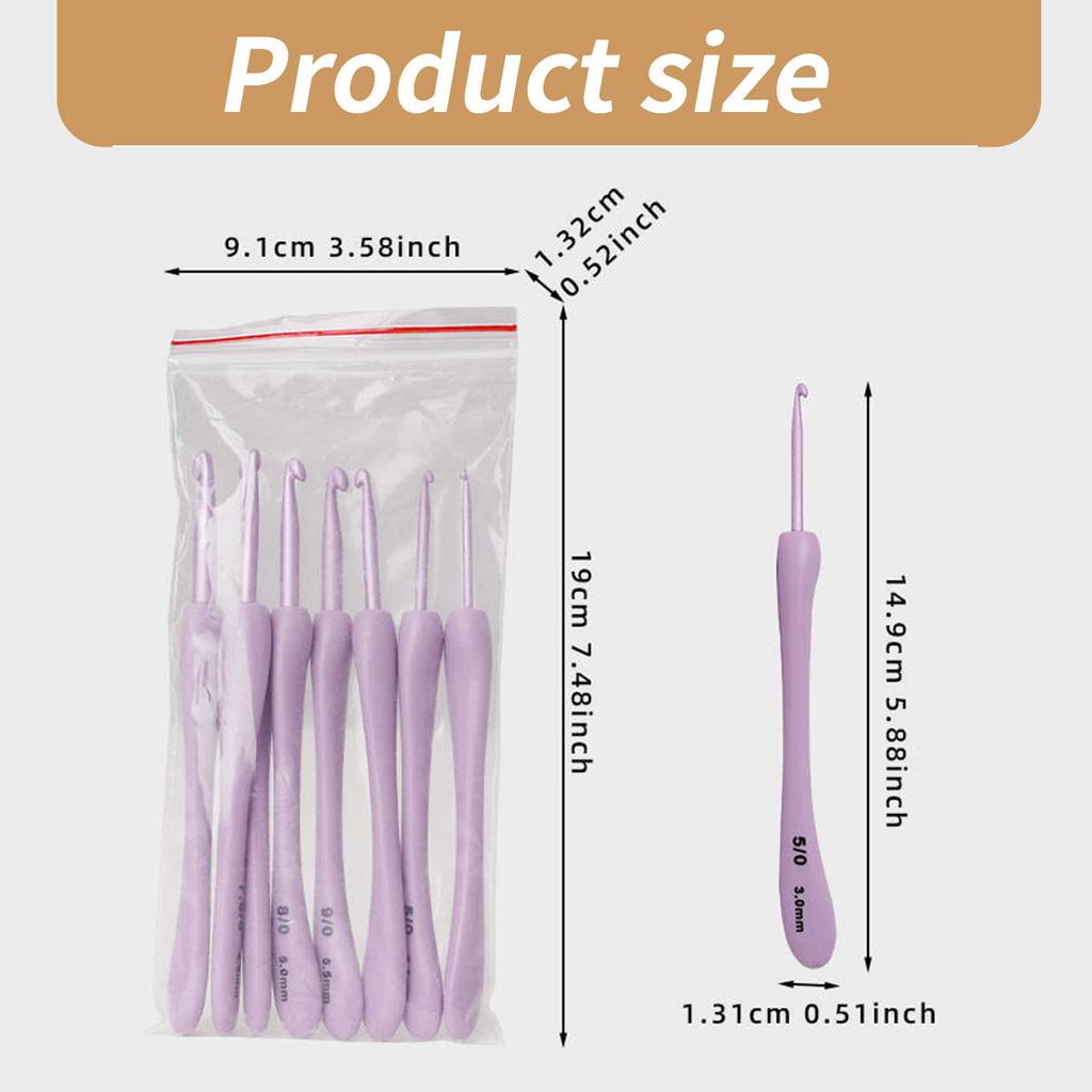 Набор из 8 крючков для вязания, пластиковые спицы, инструмент для вязания крючком из пряжи с эргономичной ручкой и алюминиевым наконечником