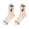 Autumn and Winter French Fries Socks, Women's Simple Hamburger Socks, Cartoon Sweet and Creative Mid-calf Socks, Funny Pure Cotton Socks