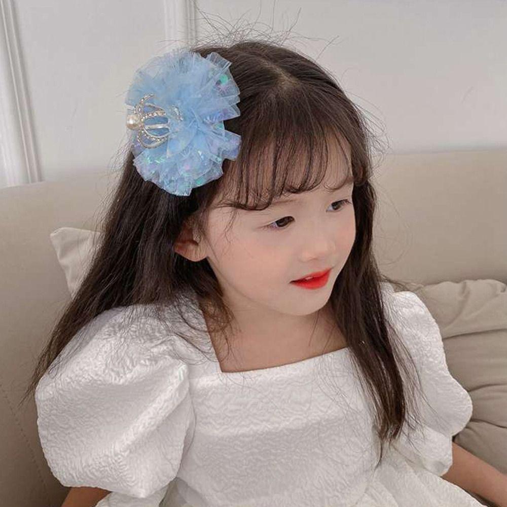 Lovely Sweet Zinc Zinc Alloy Rhinestone Gauze Tiara Crown Hair Clip Headwear Hair Accessory Girl Hairpin