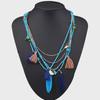 Bohemian Multi-Layer Handmade Beaded Feather Necklace with Tassels and Resin Rice Beads