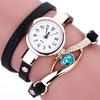 Lady Blue Eye Infinity Multilayer Faux Leather Charm Bracelet Quartz Wrist Watch
