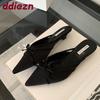 Fashion Fashion Low Heel Footwear Shallow Pumps Slides Shoes For Women Mules Butterfly-Knot Female Pointed Toe Ladies Heeled Shoes