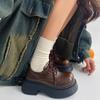 Retro British Style Brown Platform Loafer Small Leather Shoes Women's Autumn and Winter New French Thick Heel  Shoes