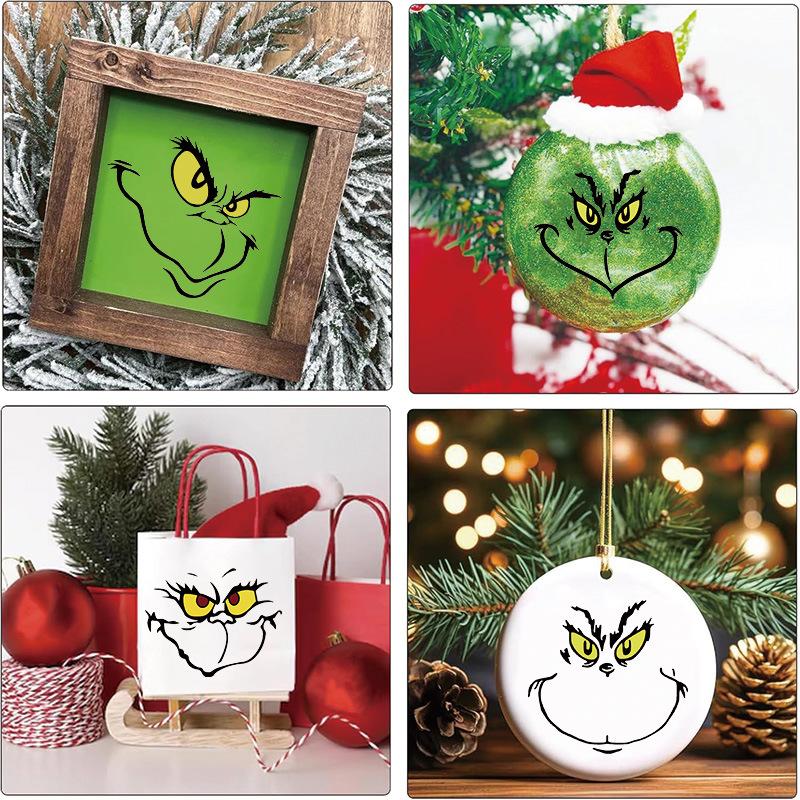 Рождественский подарок Декоративная наклейка Самоклеящаяся Зеленые волосы Странный мультяшный эмодзи Странная чашка Декоративная наклейка