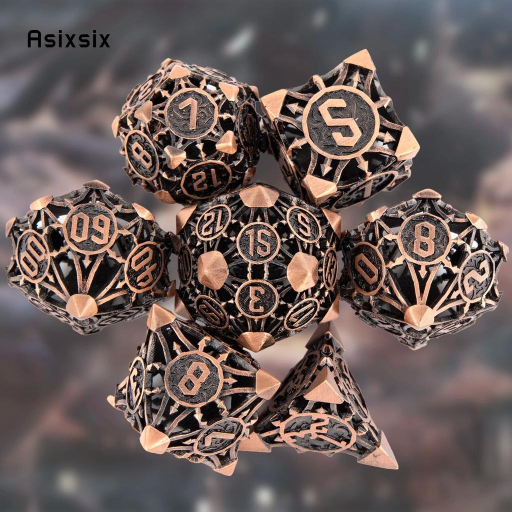 7 Pcs Copper Metal Dice Hollow Metal Polyhedral Dice Set Suitable for Role-Playing RPG    Board Game Card Game