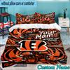 Custom Name 3PCS Bengals Helmet Bedding Set,Including  Duvet Cover And 2pcs Pillowcases Perfect for Bedroom,Dormitory,Fan Christmas gift