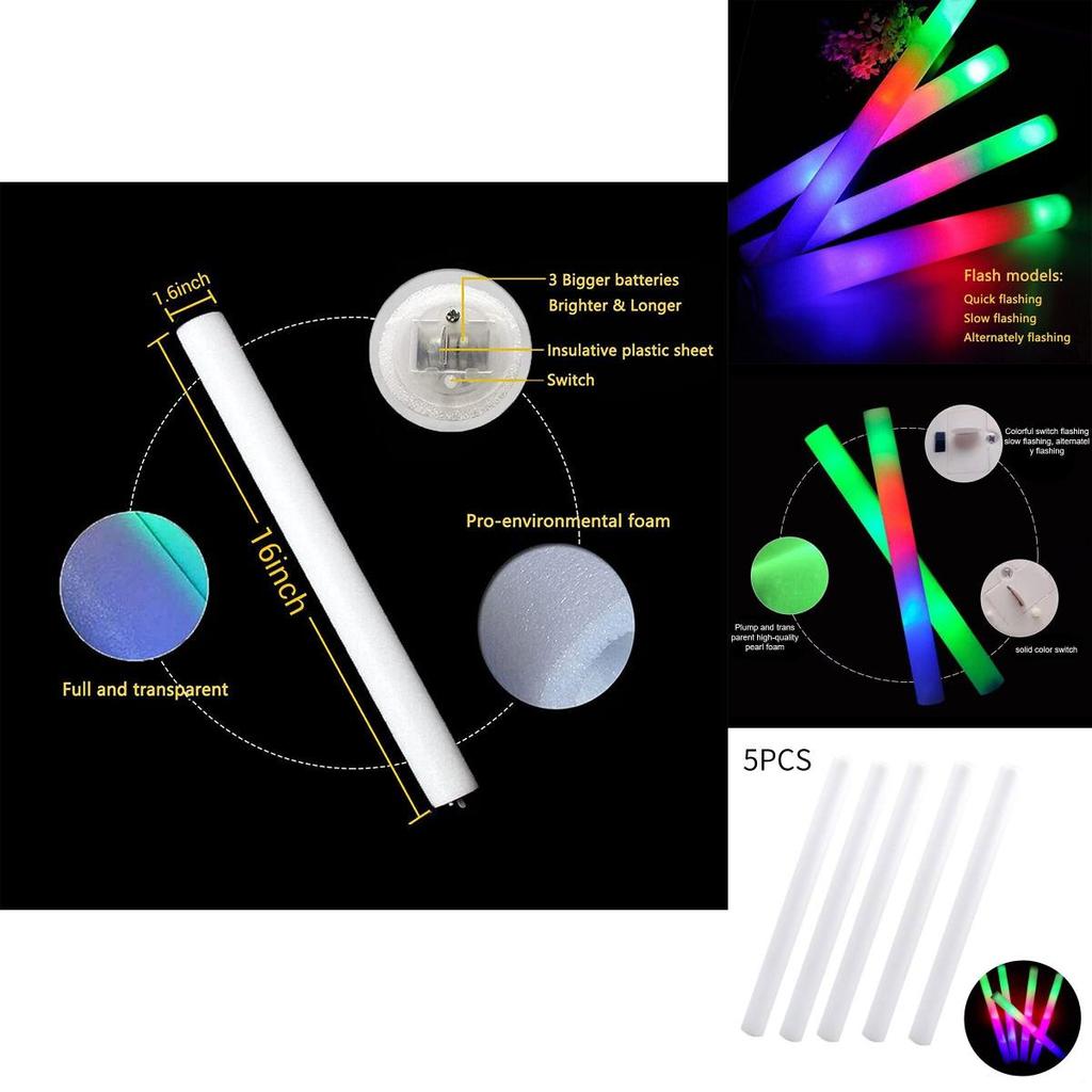 Large Foam Stick Glow Sticks Pack Of 3 Multicolor Party Lights For Concerts And Events