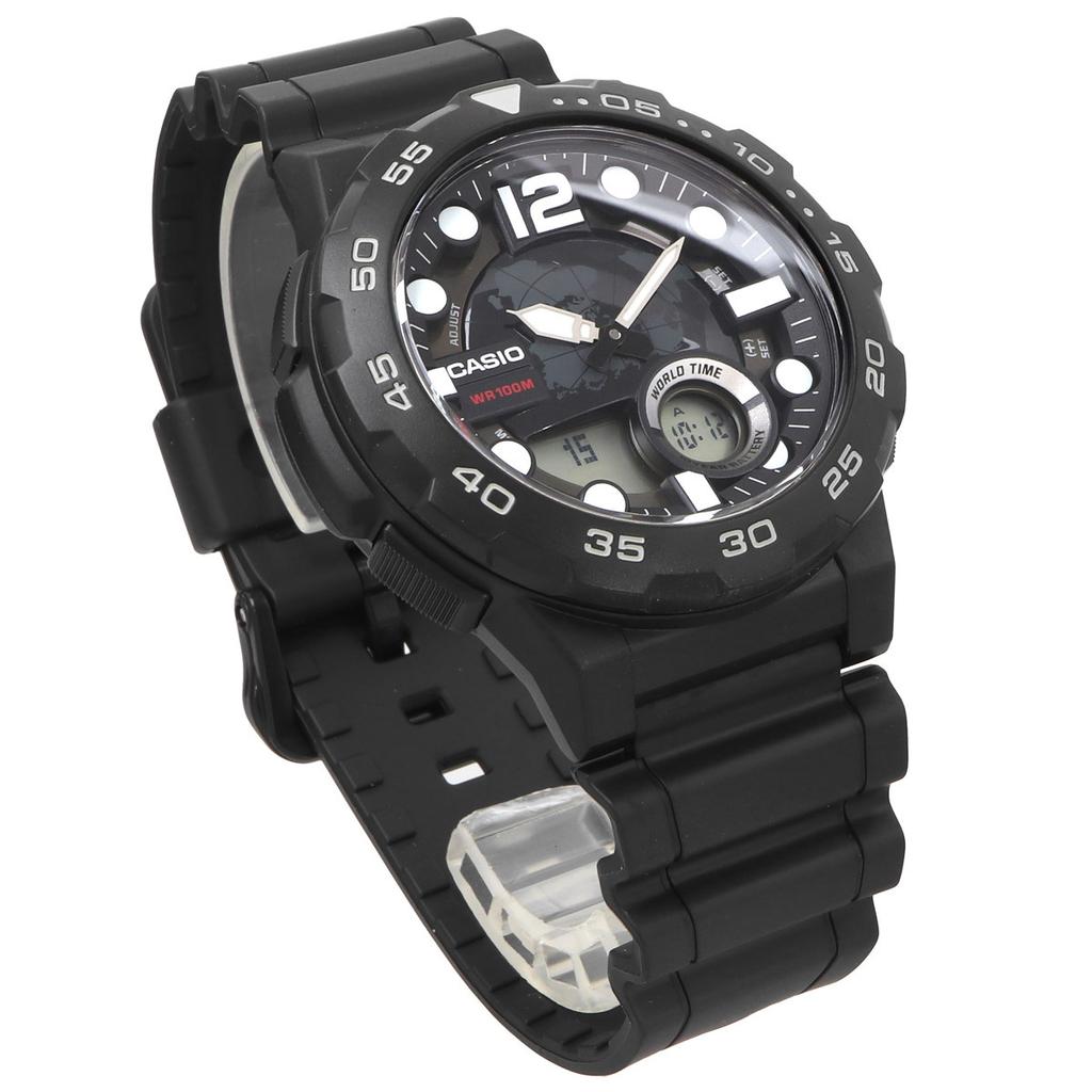 Casio Дешевые зарубежные аналогово-цифровые мужские часы, модель AEQ-100W-1AV