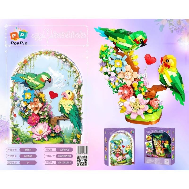 DIY MOC Small Particle Building Blocks 663009 Love Bird Parrot Series Girl Gift Assembly Toys for Children Gifts