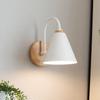 Living Room Iron Modern Nordic Wall Lamp Wood Bedside Wall Light Solid Color