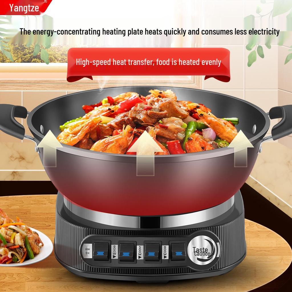 Многофункциональная электрическая сковорода и кастрюля Yangzi - Посуда из непокрытого чугуна для приготовления на пару, тушения и жарки