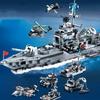 Огромный размер 1560 шт. Военный корабль ВМФ Модель армейского корабля военный корабль 6 в 1 многоформенная комбинация строительные блоки для сборки набор игрушек для мальчика