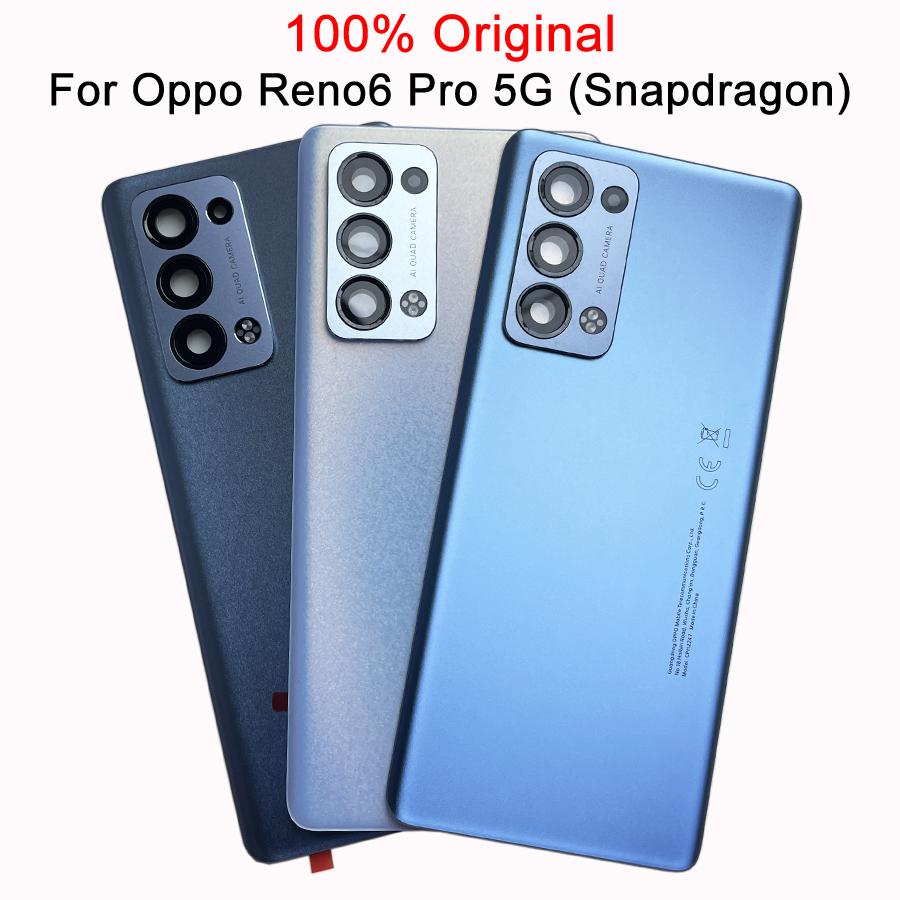Задняя крышка из закаленного стекла для Oppo Reno 6 Pro 5G Snapdragon Reno6 + крышка батарейного отсека дверной корпус с ремонтом объектива камеры