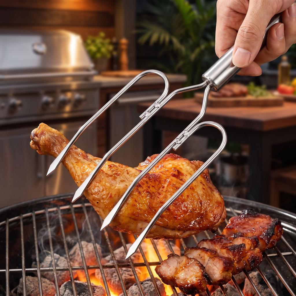 Нержавеющая сталь BBQ для жарки курицы, большая решетка для барбекю на открытом воздухе