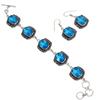 Swiss Blue Quartz Gemstone Jewelry Bracelet &Earring 7-8''