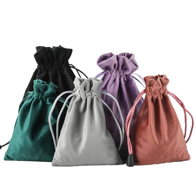 1PC Cosmetic Bag Multi Size Solid Color Storage Bag Drawstring Bag High Quality Velvet Jewelry Packaging