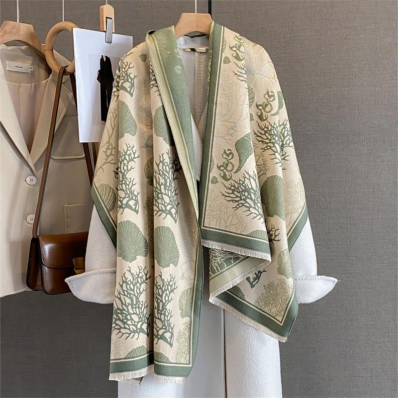 Design Floral Printed Cashmere Scarf Women Winter Pashmina Shawls And Wraps Thick Warm Bufanda Stoles Blanket Luxury