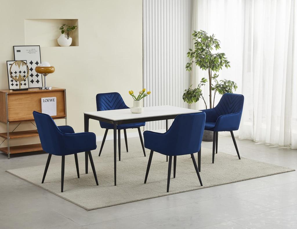NANA chair - navy blue velvet / black legs x 2