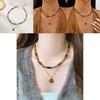 Tiger Eye Beaded Necklace With Steel Pendant Geometric Design For Fashion Casual Wear