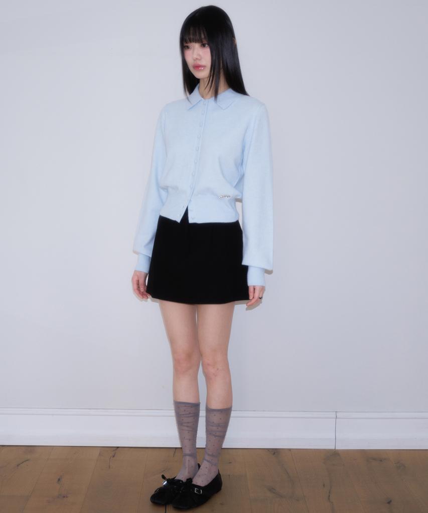 Rose Franz Frill Waist Pintuck Miniskirt [Black]