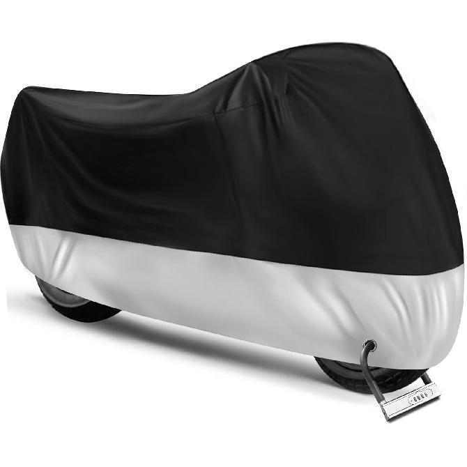 Motorcycle Cover,Motorbike Cover All Season Universal Weather Waterproof Sun Outdoor Protection With Lock-Holes & Storage Bag,XXL Motorcycles Vehicle