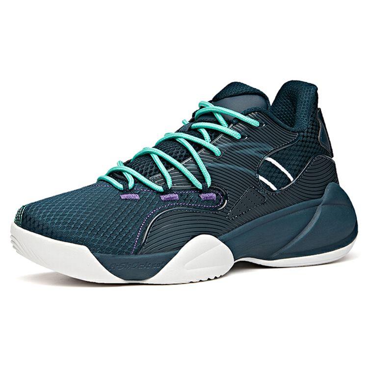 Anta Shock Absorbing Non-Slip Wear-Resistant Breathable Low-Top Basketball Shoes Men Sneaker Blue Green 112111609-1