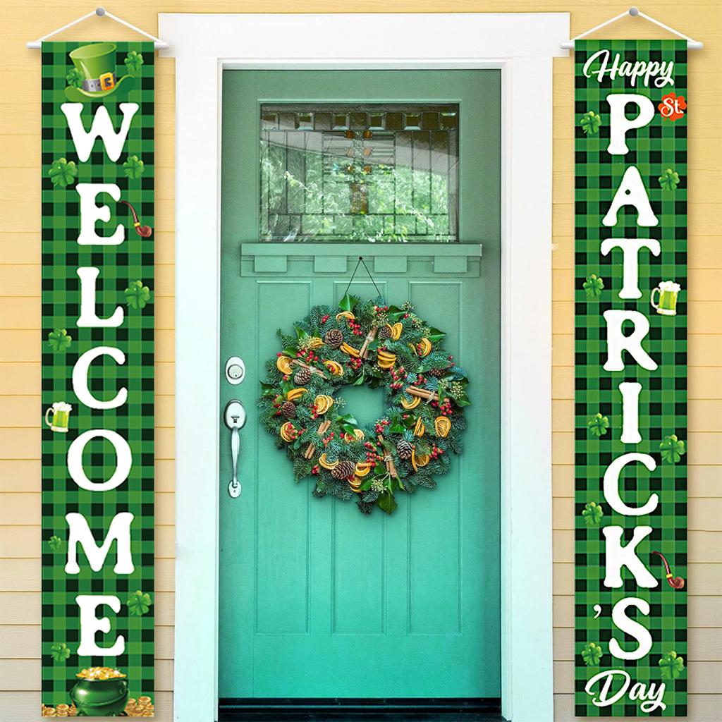 St. Patrick'S Day Family Party Door Frame Decoration Couplet Polyester Cloth Flag Poster Customization