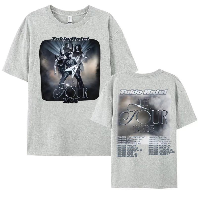 Футболка Rock Band Tokio Hotel Tour 2025 для мужчин Харадзюку Хип-хоп Уличная одежда Футболка Унисекс Мода Повседневная Футболка с коротким рукавом