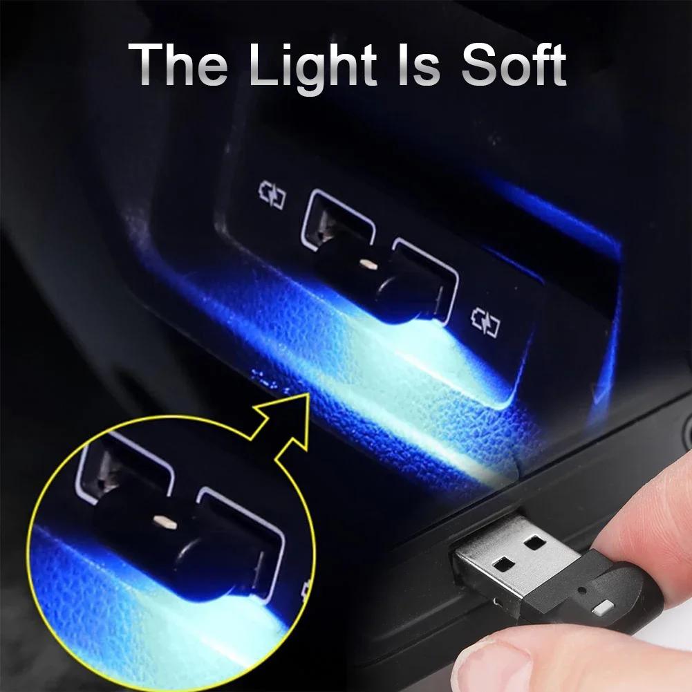 Car Mini USB LED Ambient Light Decorative Atmosphere Lamps Auto PC Computer Portable Lights Plug Play Cars Interior Accessory