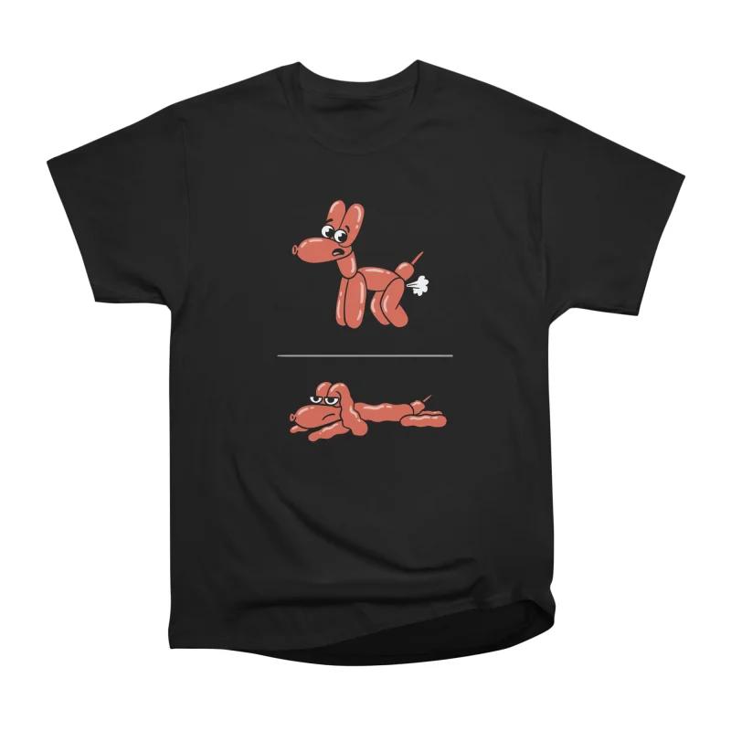 Men Casual Shirts Short Sleeves DEFLATED BALLOON DOG Black Tees Oversized T-shirts